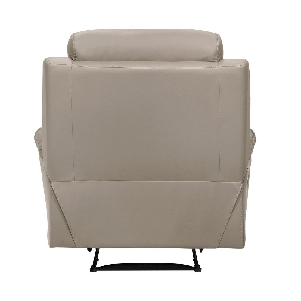 Hanna Manual Reclining Chair | Latte Brown Top Grain Leather Cushions BM338558