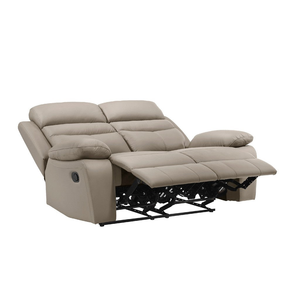 Hanna Manual Double Recliner Loveseat | Latte Brown Leather | 64’’ BM338560