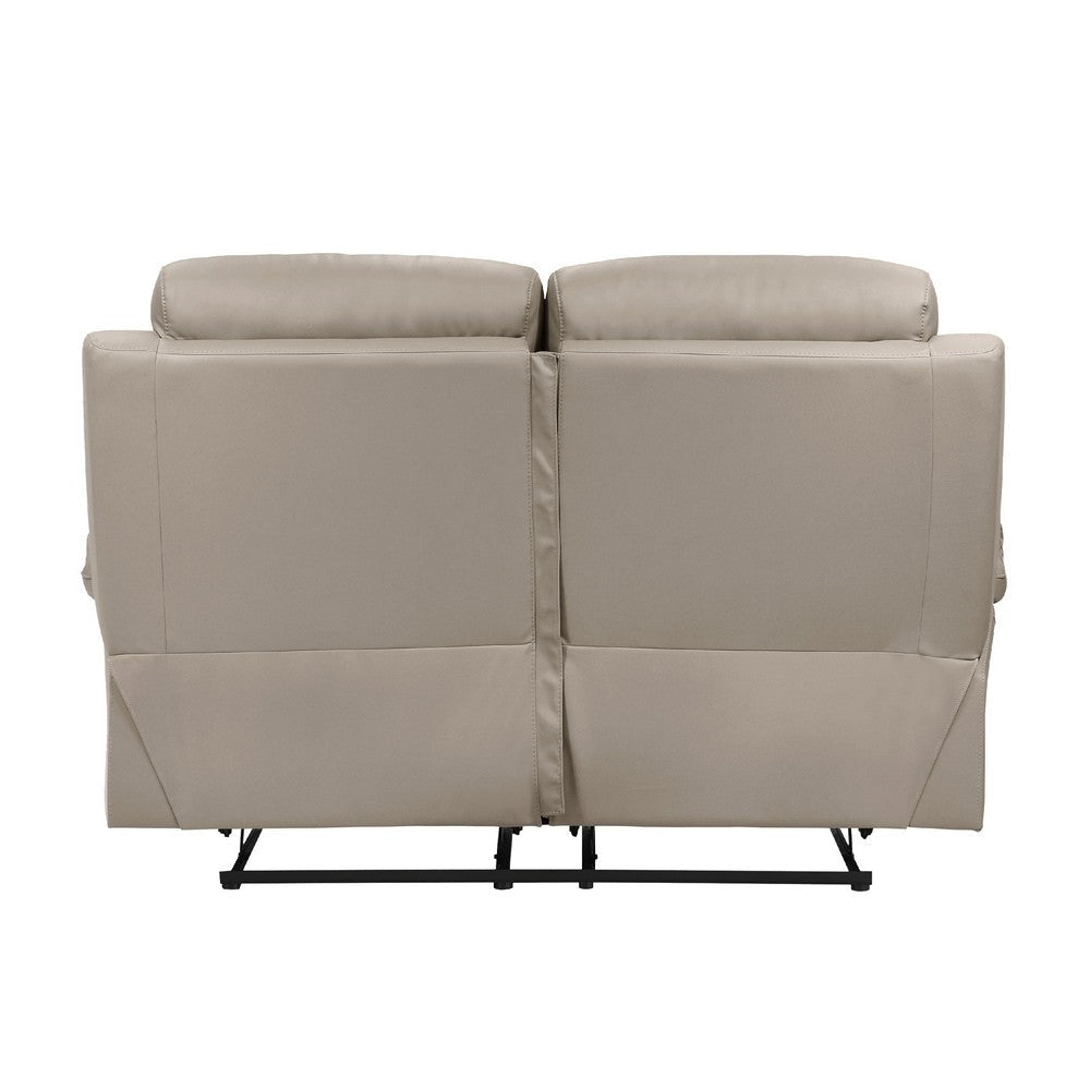 Hanna Manual Double Recliner Loveseat | Latte Brown Leather | 64’’ BM338560