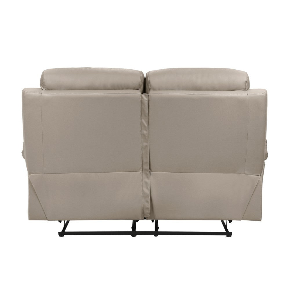 Hanna Manual Double Recliner Loveseat | Latte Brown Leather | 64’’ BM338560