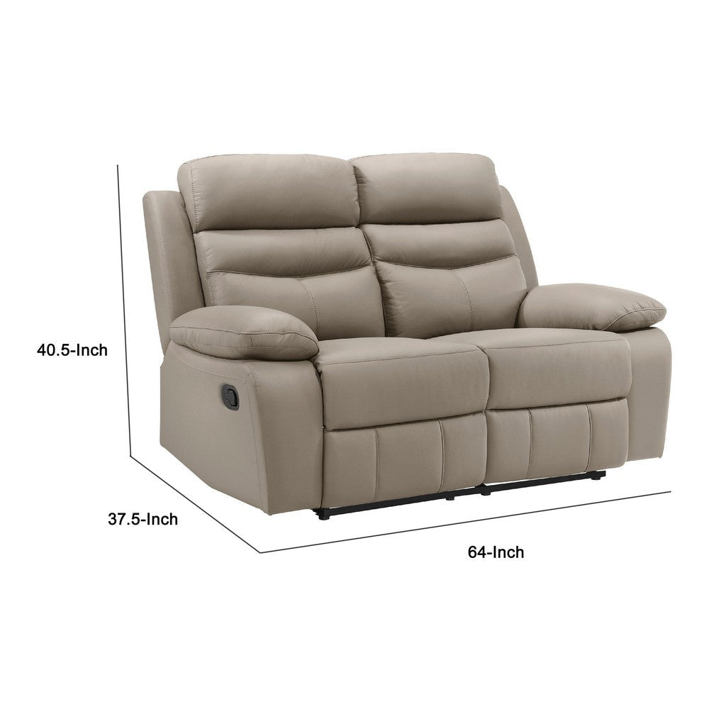 Hanna Manual Double Recliner Loveseat | Latte Brown Leather | 64’’ BM338560