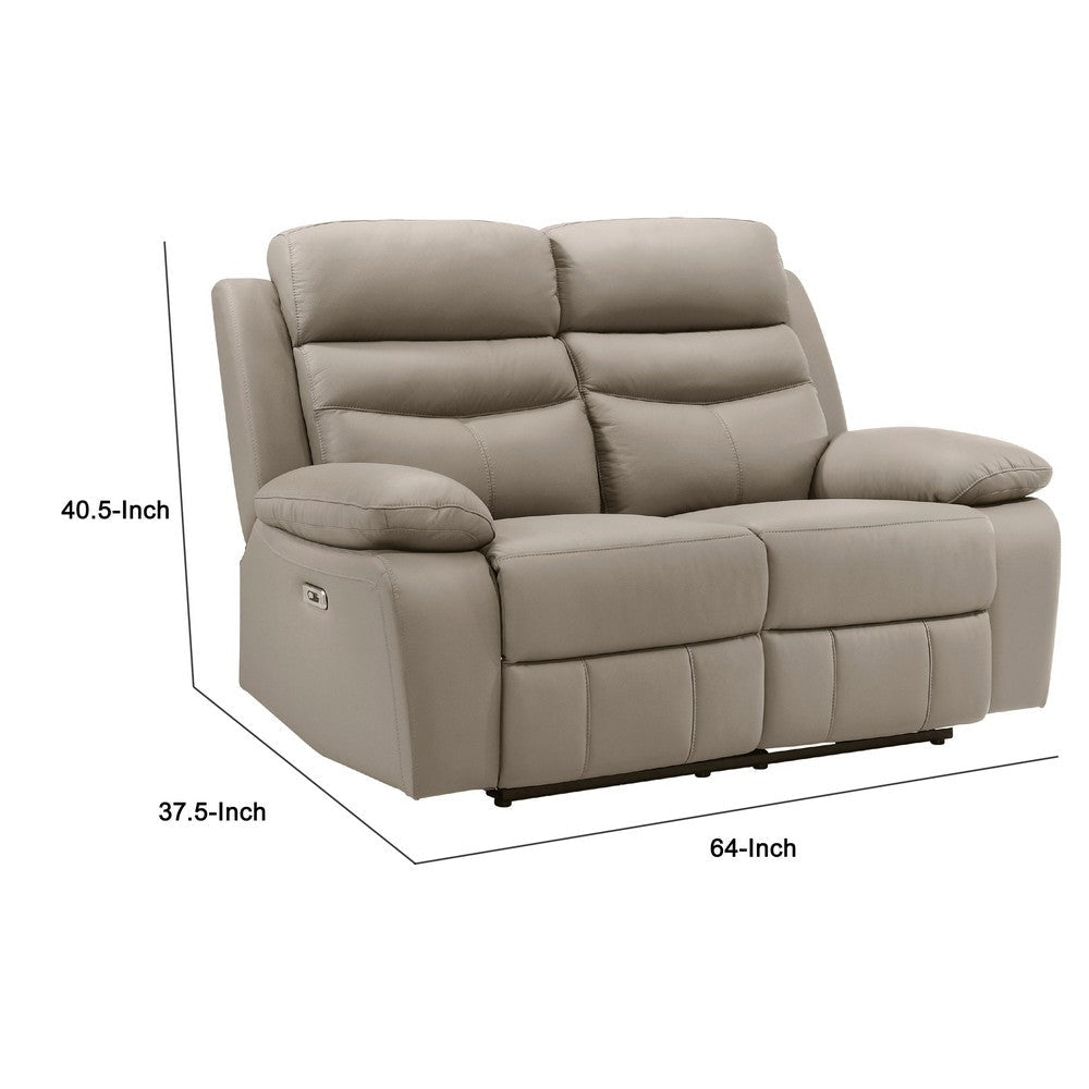 Hanna Power Dual Recliner Loveseat | Latte Brown Leather | USB | 64’’ BM338561