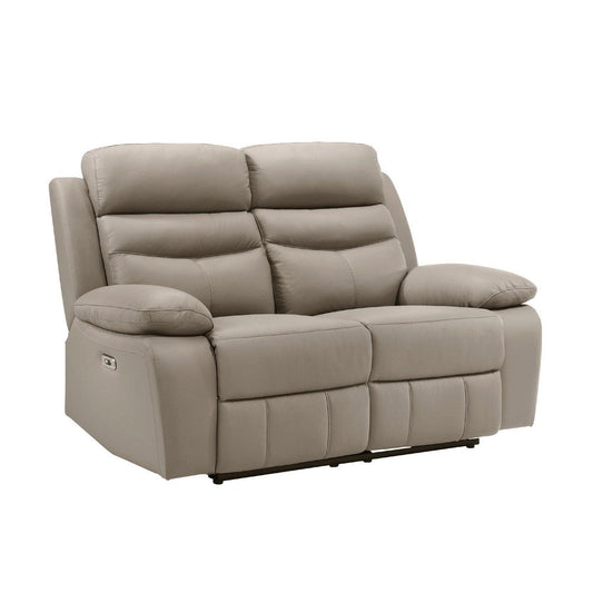 Hanna Power Dual Recliner Loveseat | Latte Brown Leather | USB | 64"