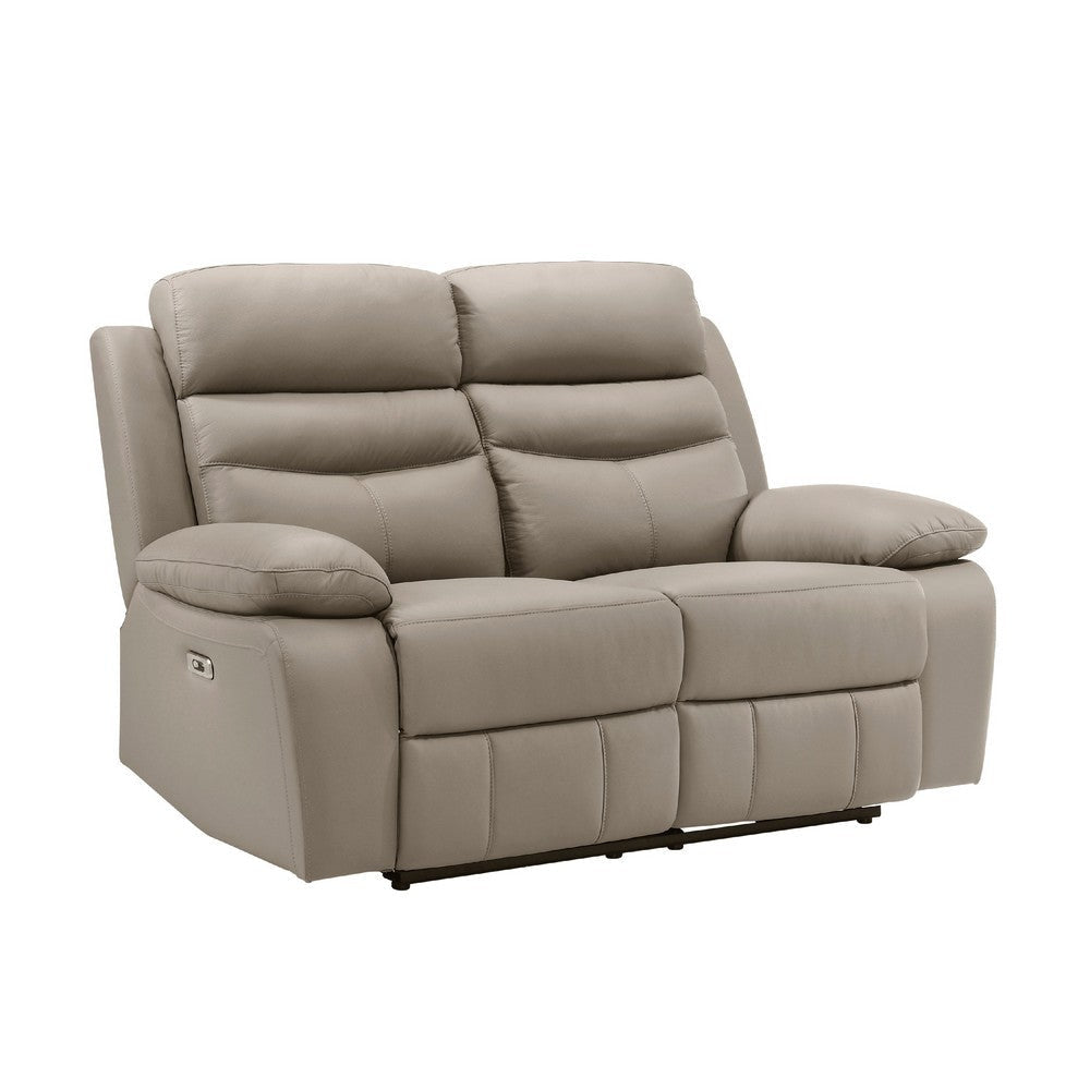 Hanna Power Dual Recliner Loveseat | Latte Brown Leather | USB | 64"