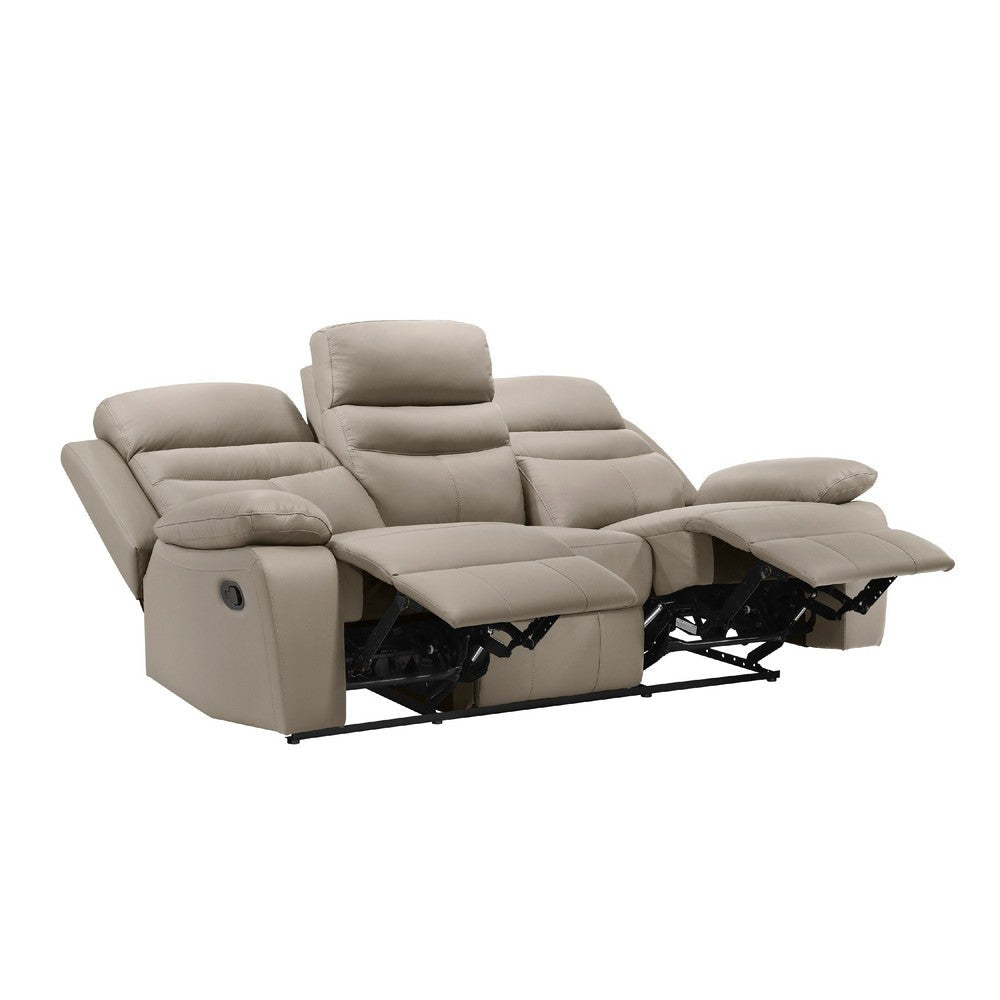 Hanna Manual Double Recliner Sofa | Latte Brown Grain Leather | 87’’ BM338562
