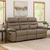 Hanna Manual Double Recliner Sofa | Latte Brown Grain Leather | 87"