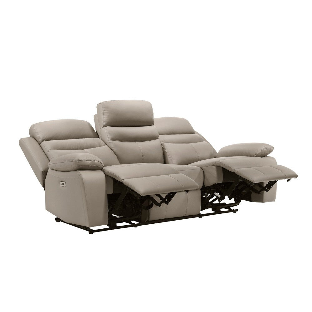 Hanna Power Dual Recliner Sofa | USB | Latte Brown Grain Leather 87’’ BM338563
