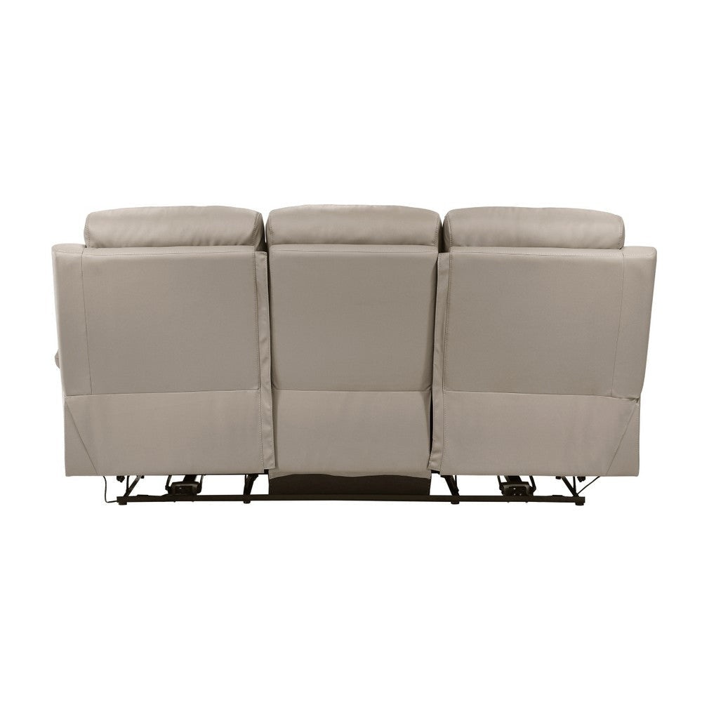 Hanna Power Dual Recliner Sofa | USB | Latte Brown Grain Leather 87’’ BM338563