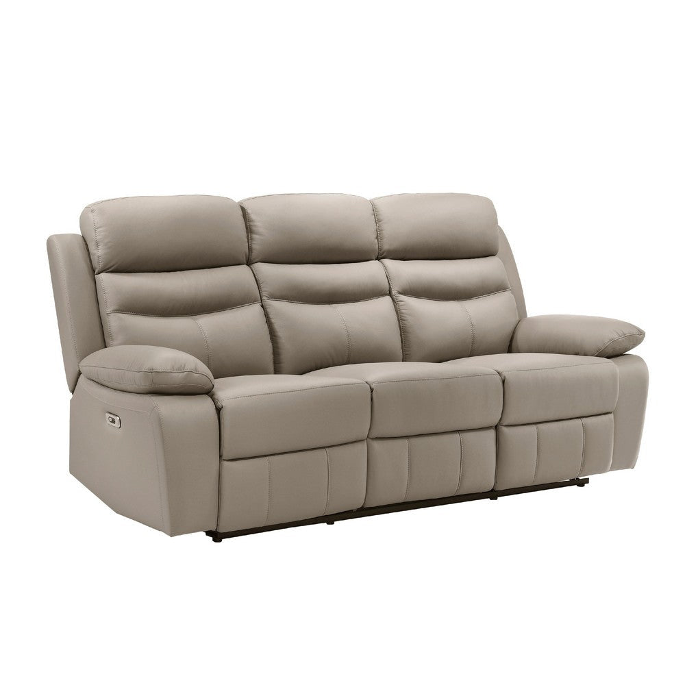 Hanna Power Dual Recliner Sofa | USB | Latte Brown Grain Leather 87’’ BM338563