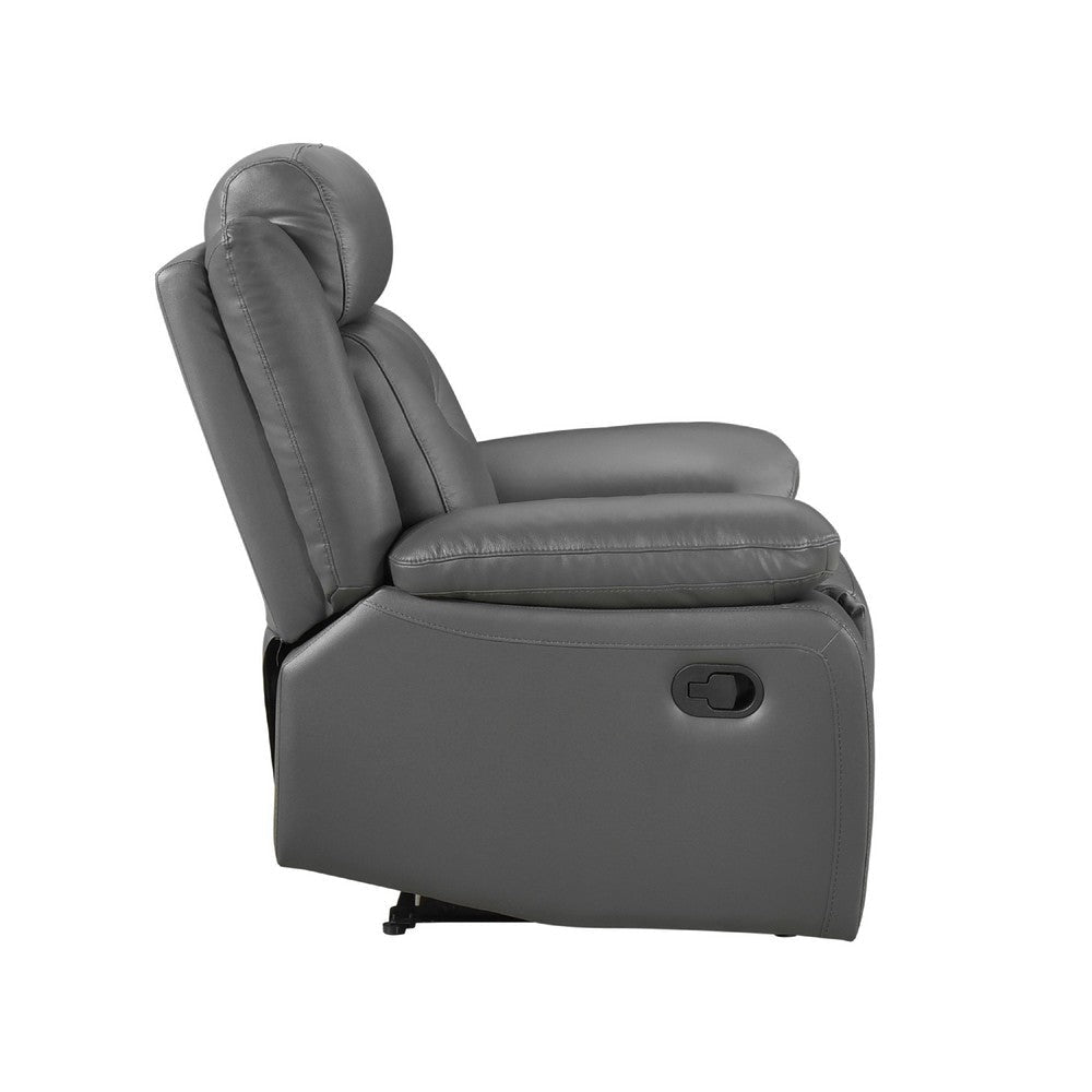 Conia Manual Reclining Chair | Dark Gray Top Grain Leather BM338564