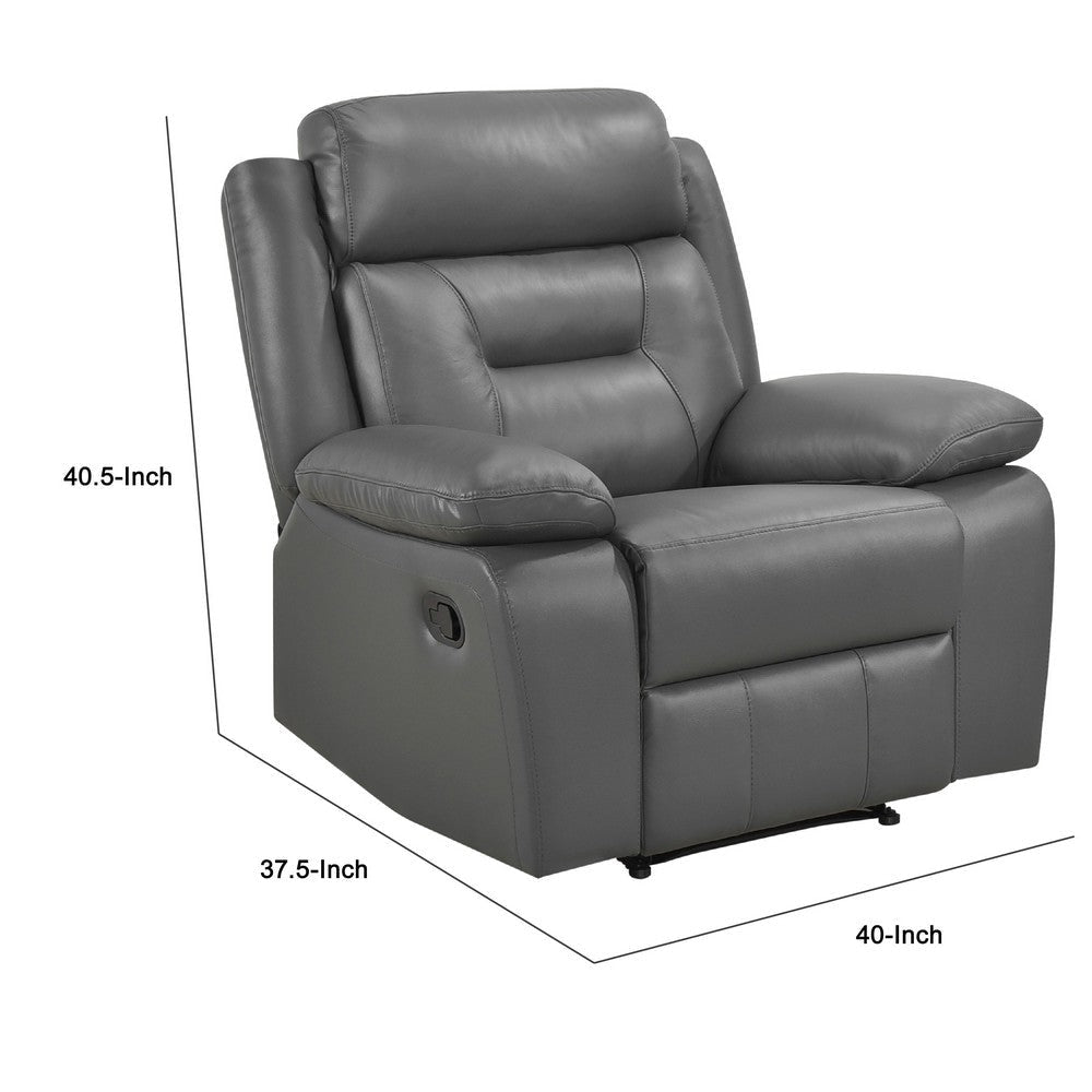 Conia Manual Reclining Chair | Dark Gray Top Grain Leather BM338564