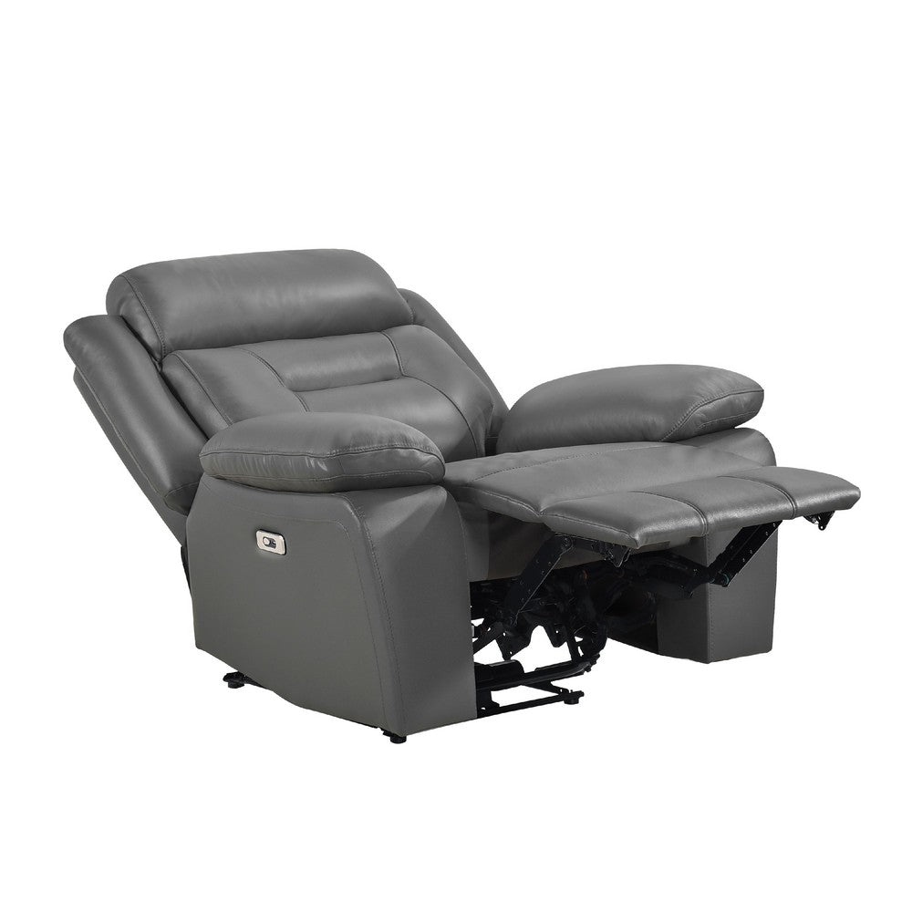 Conia Power Reclining Chair | Dark Gray Top Grain Leather | USB Port