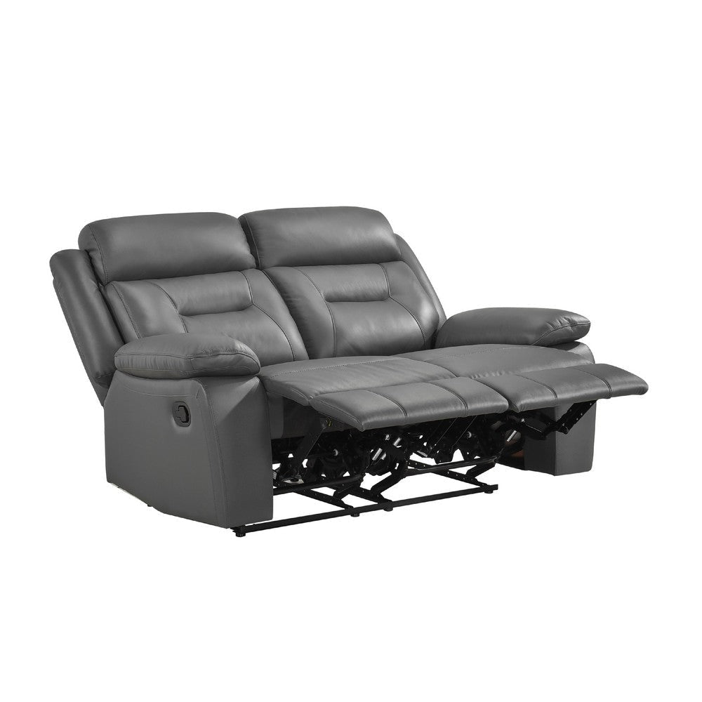Conia Manual Double Recliner Loveseat | Dark Gray Grain Leather 63’’ BM338566