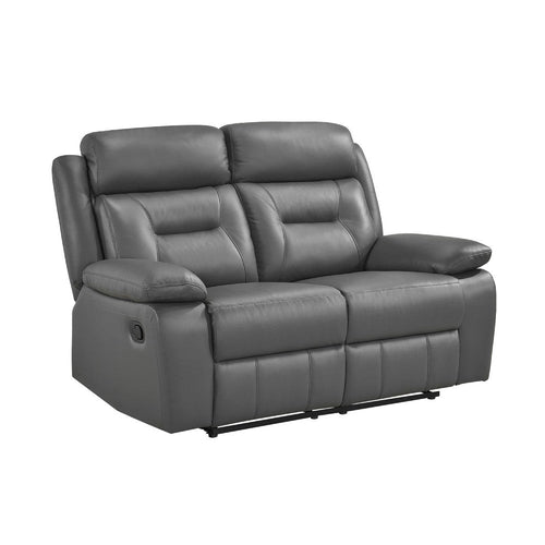 Conia Manual Double Recliner Loveseat | Dark Gray Grain Leather 63"