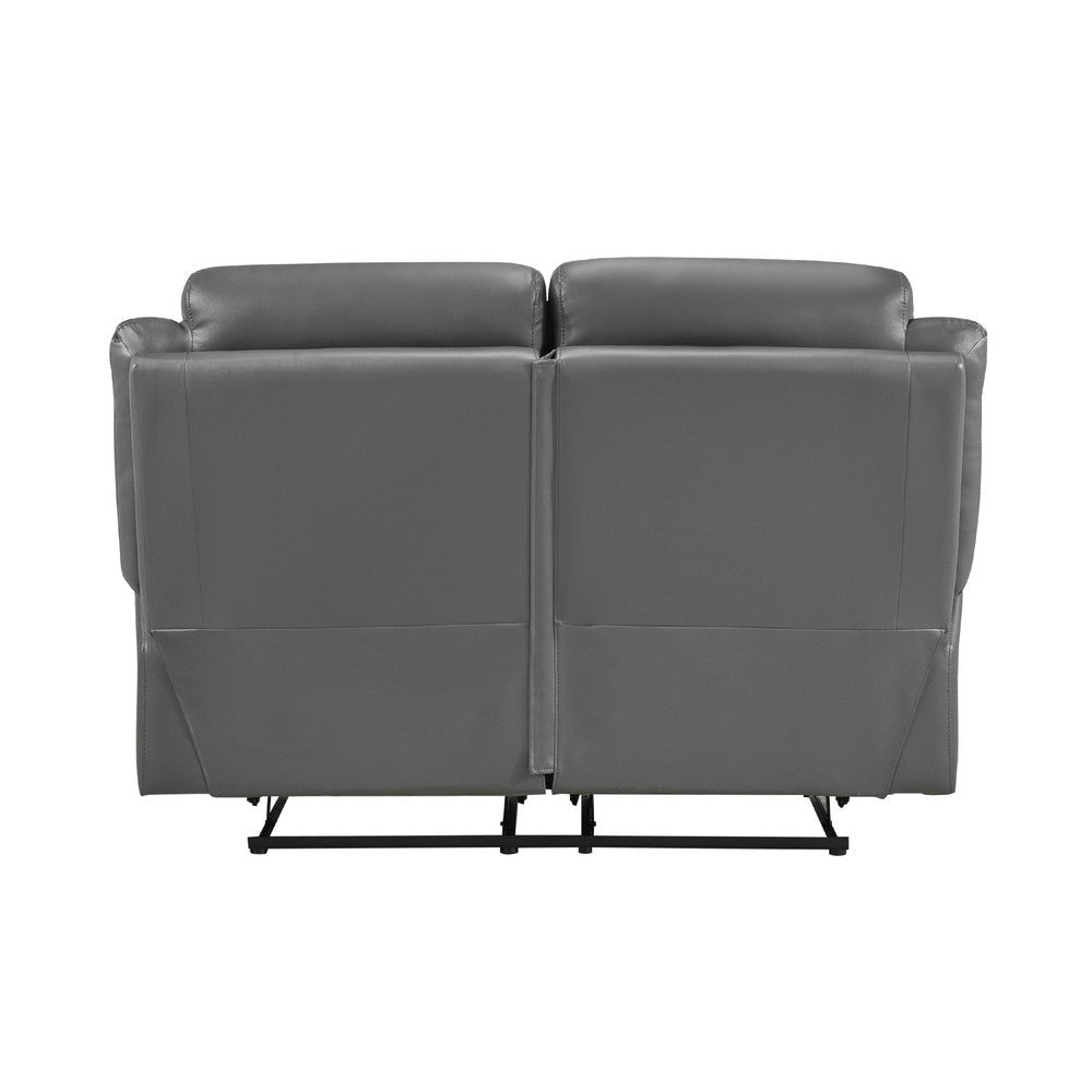 Conia Manual Double Recliner Loveseat | Dark Gray Grain Leather 63’’ BM338566