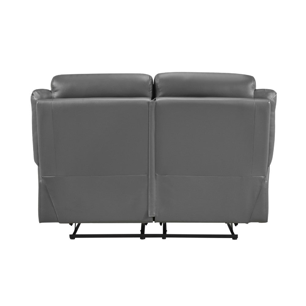 Conia Manual Double Recliner Loveseat | Dark Gray Grain Leather 63’’ BM338566