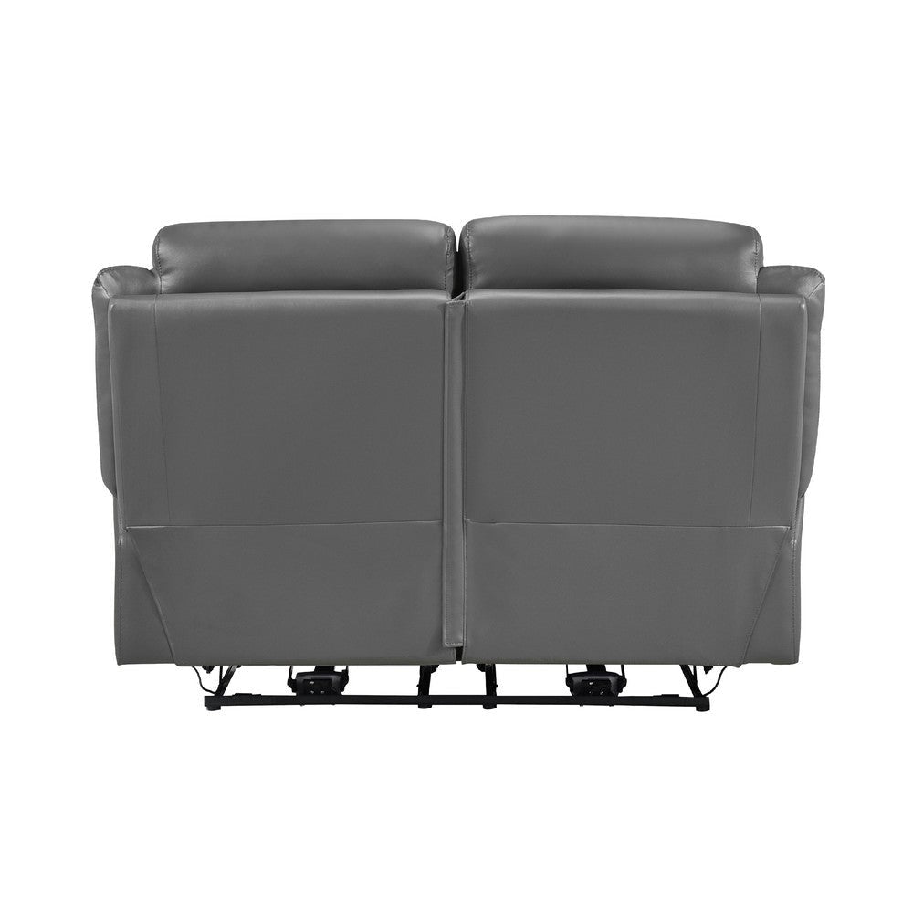 Conia Power Double Recliner Loveseat | Dark Gray Leather | USB | 63’’ BM338567