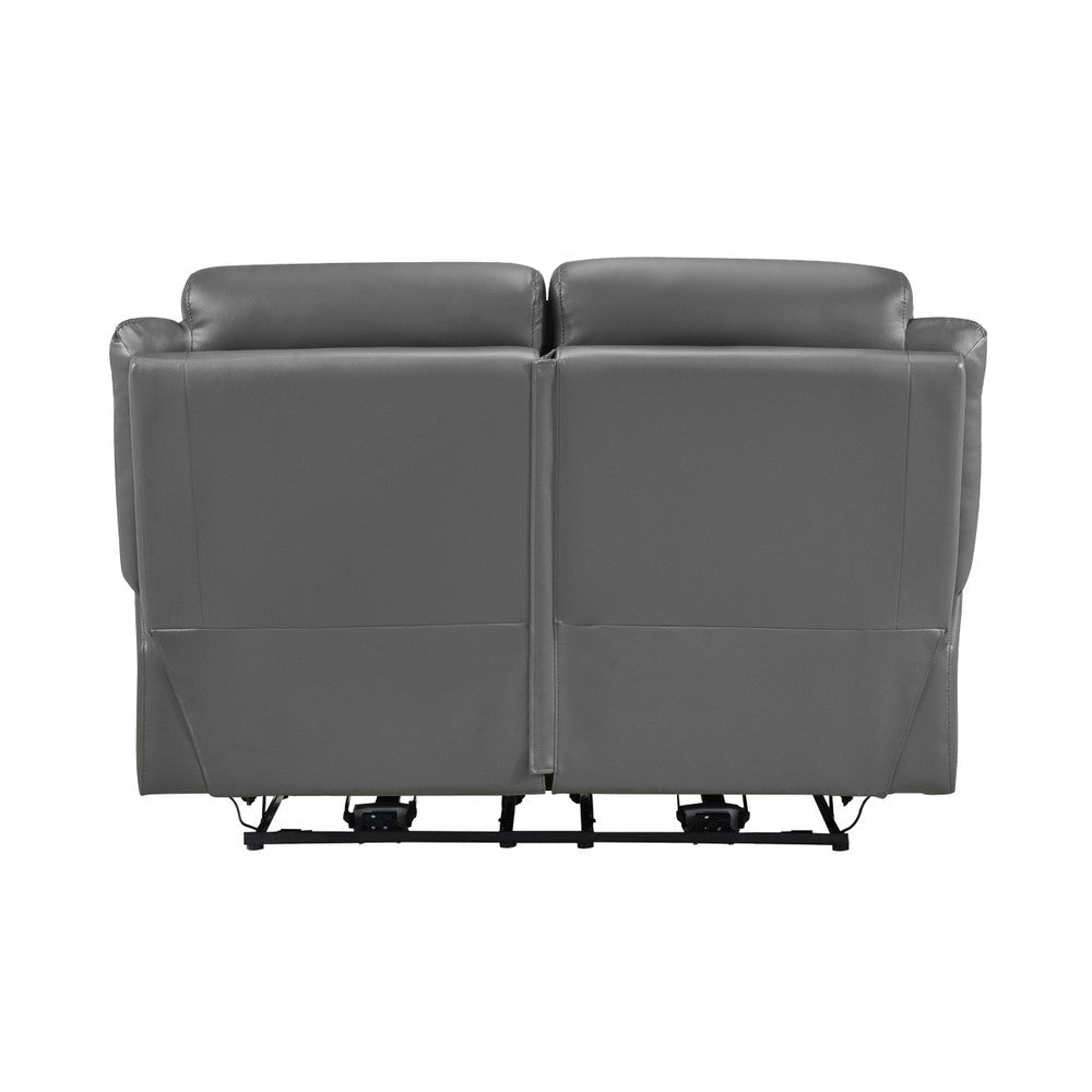 Conia Power Double Recliner Loveseat | Dark Gray Leather | USB | 63’’ BM338567