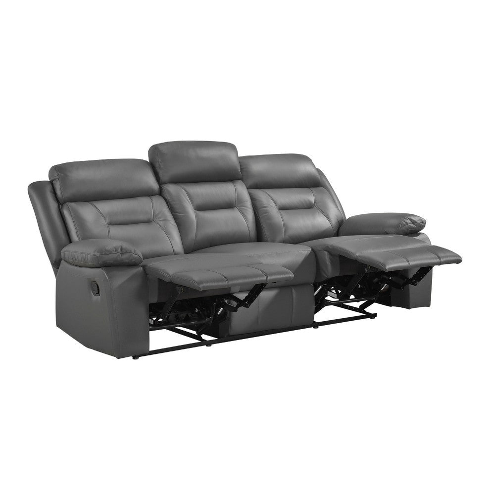 Conia Manual Double Recliner Sofa | Dark Gray Top Grain Leather 87’’ BM338568