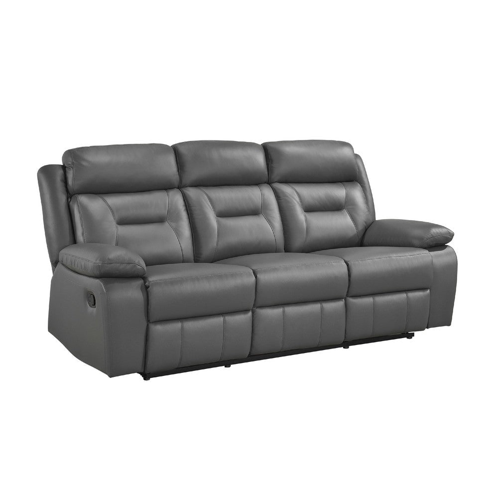 Conia Manual Double Recliner Sofa | Dark Gray Top Grain Leather 87’’ BM338568