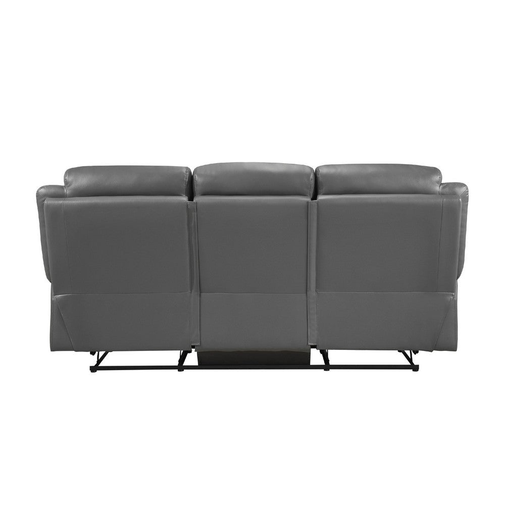 Conia Manual Double Recliner Sofa | Dark Gray Top Grain Leather 87’’ BM338568