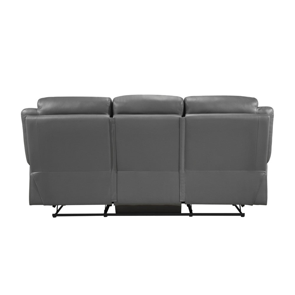 Conia Manual Double Recliner Sofa | Dark Gray Top Grain Leather 87’’ BM338568
