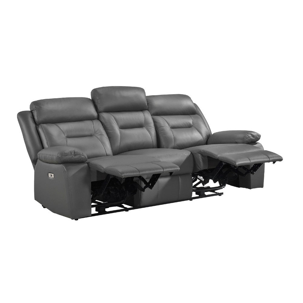 Conia Power Double Recliner Sofa | Dark Gray Leather | USB | 87’’ BM338569