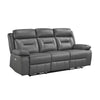 Conia Power Double Recliner Sofa | Dark Gray Leather | USB | 87’’ BM338569