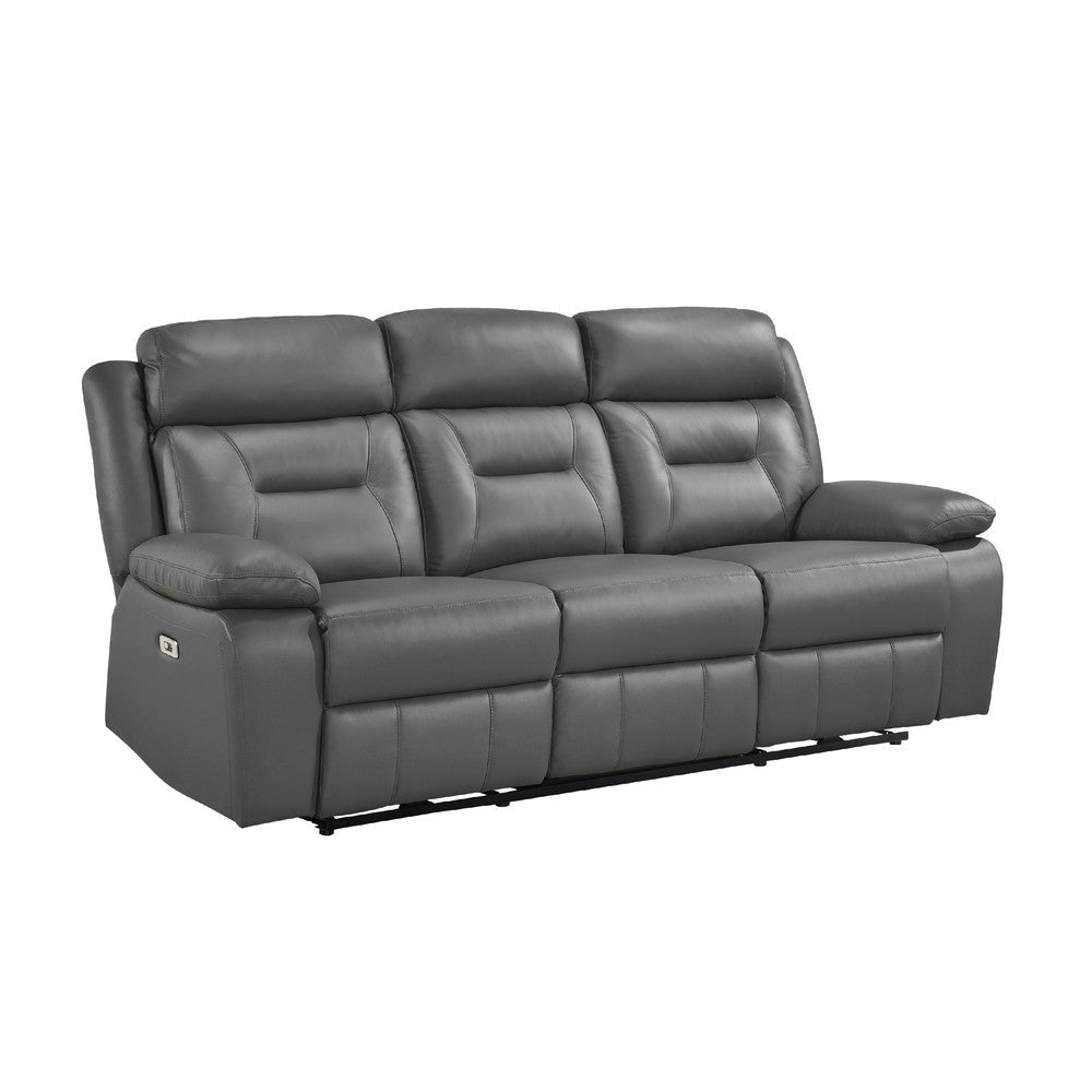 Conia Power Double Recliner Sofa | Dark Gray Leather | USB | 87’’ BM338569