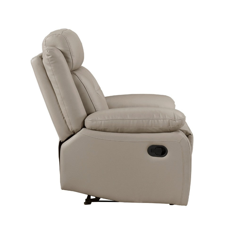 Conia Manual Reclining Chair | Latte Beige Top Grain Leather Cushions BM338570