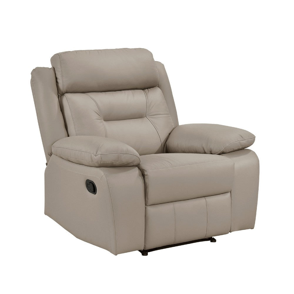 Conia Manual Reclining Chair | Latte Beige Top Grain Leather Cushions BM338570