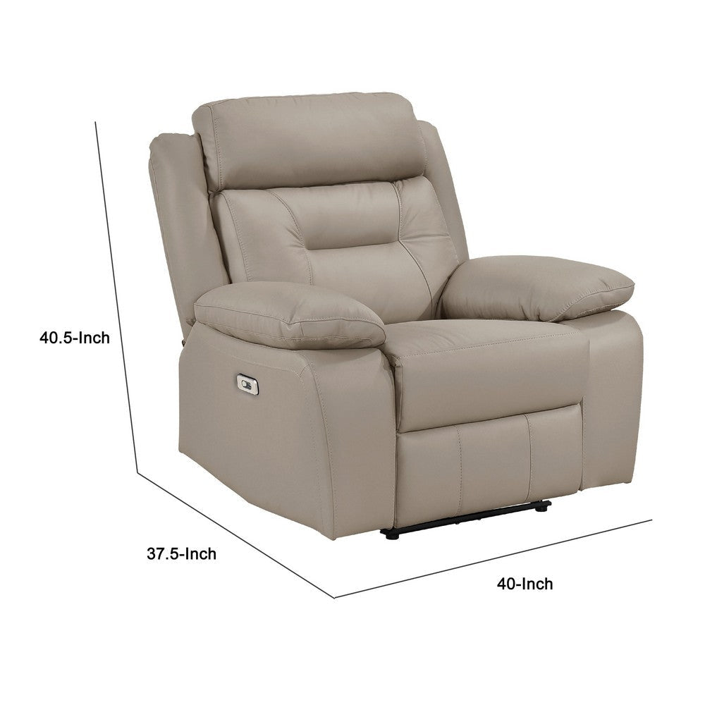 Conia Power Reclining Chair | Soft Latte Beige Leather | USB Charger BM338571