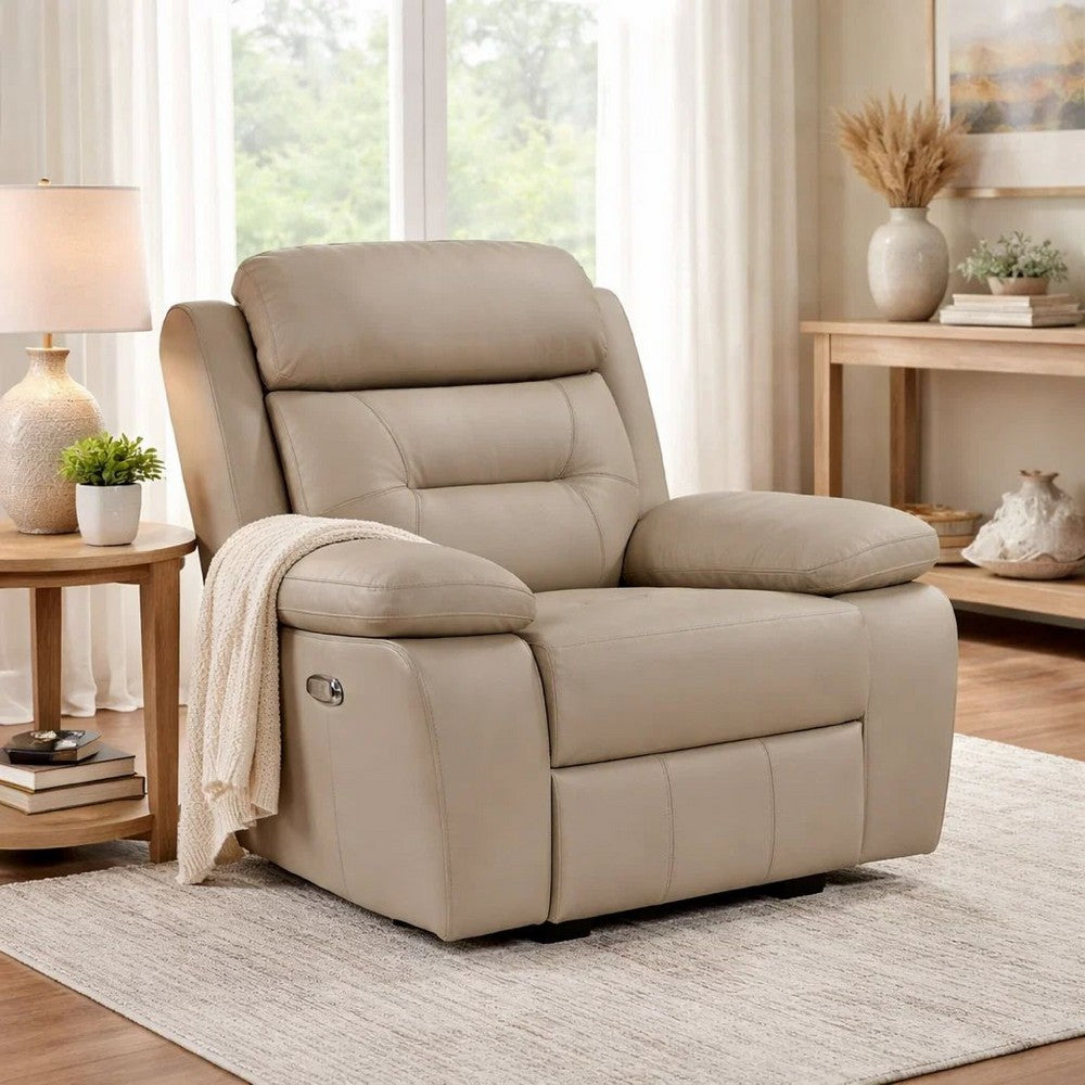Conia Power Reclining Chair | Soft Latte Beige Leather | USB Charger