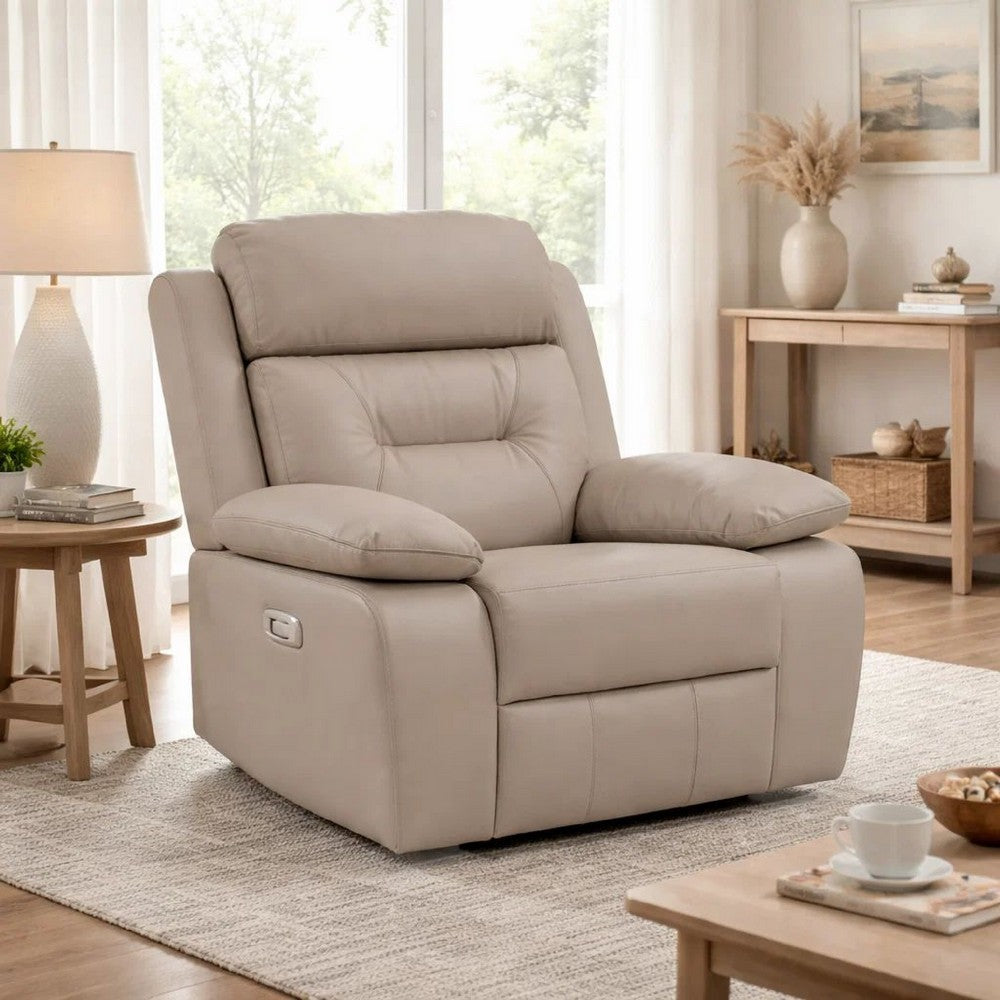 Conia Power Reclining Chair | Soft Latte Beige Leather | USB Charger