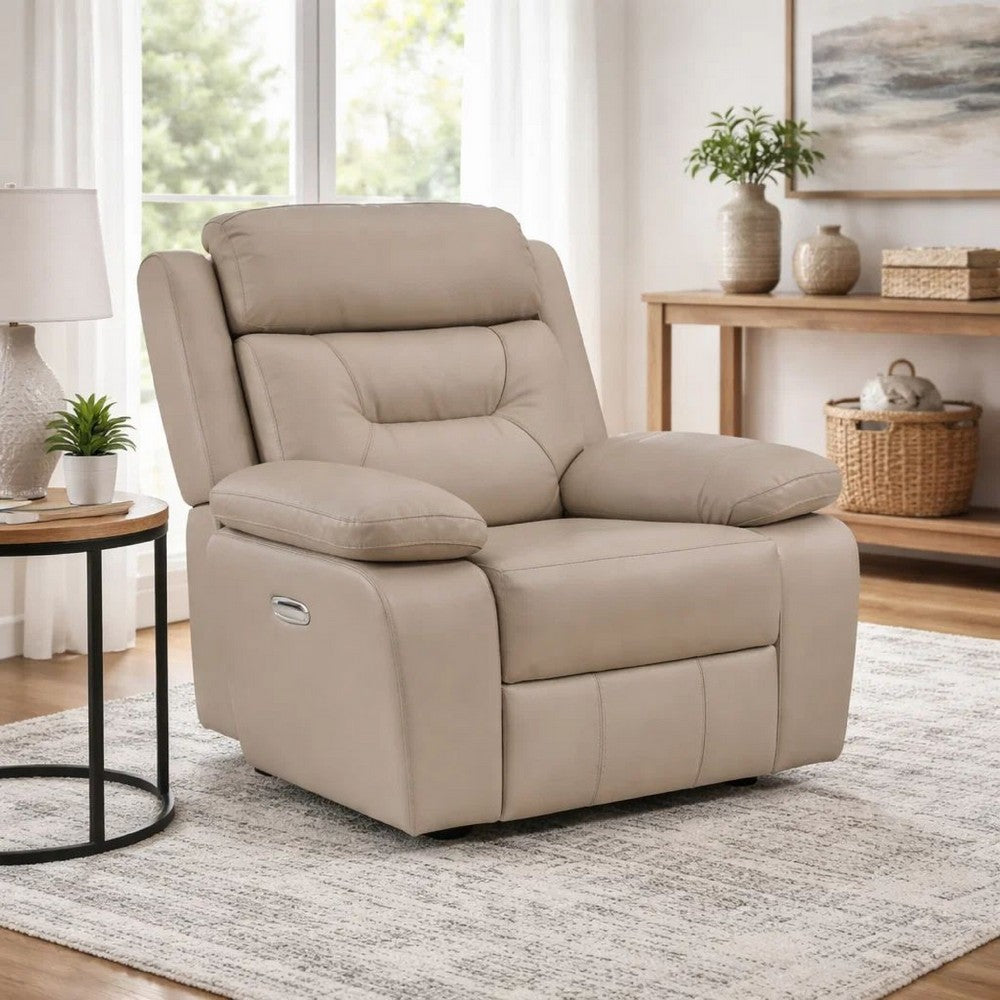 Conia Power Reclining Chair | Soft Latte Beige Leather | USB Charger