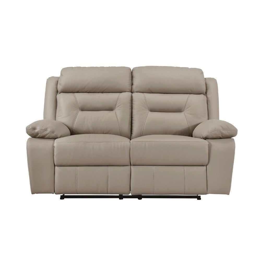 Conia Manual Double Reclining Loveseat | Latte Beige Leather | 63’’ BM338572