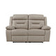 Conia Manual Double Reclining Loveseat | Latte Beige Leather | 63’’ BM338572