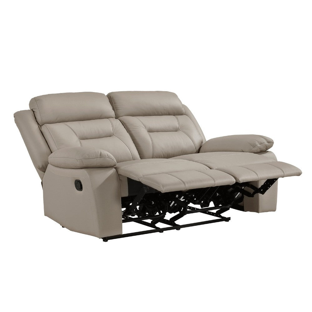 Conia Manual Double Reclining Loveseat | Latte Beige Leather | 63’’ BM338572