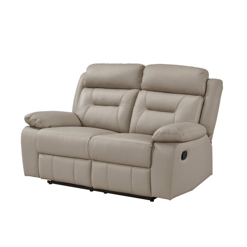Conia Manual Double Reclining Loveseat | Latte Beige Leather | 63’’ BM338572