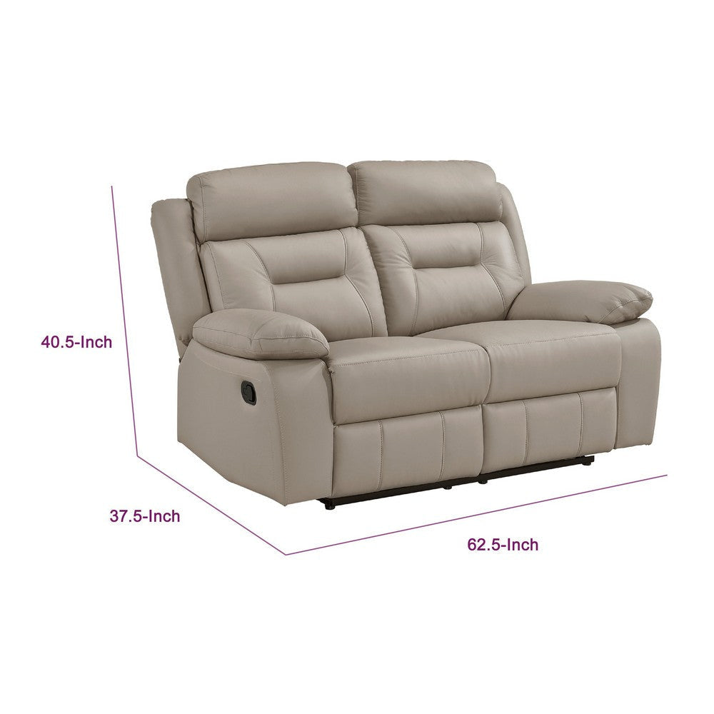 Conia Manual Double Reclining Loveseat | Latte Beige Leather | 63’’ BM338572