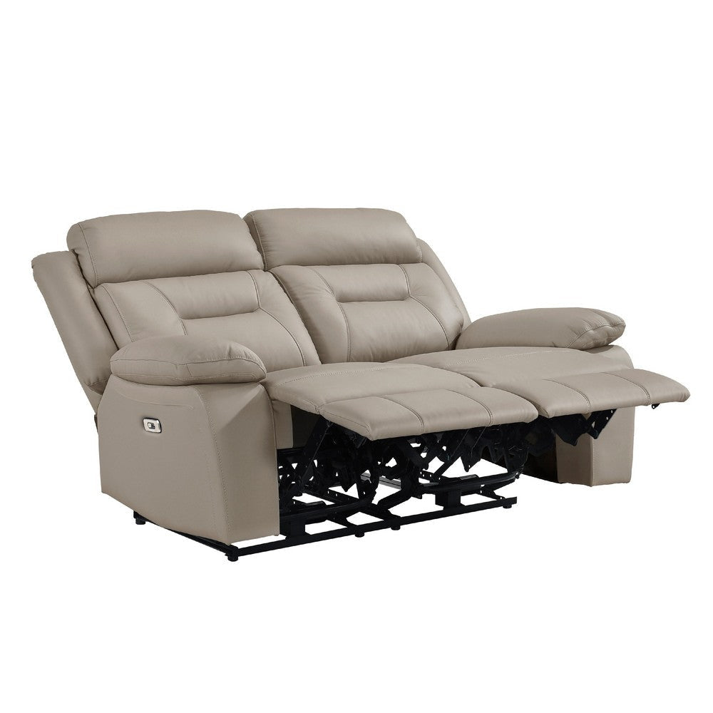 Conia Power Double Recliner Loveseat | USB | Latte Beige Leather 63’’ BM338573