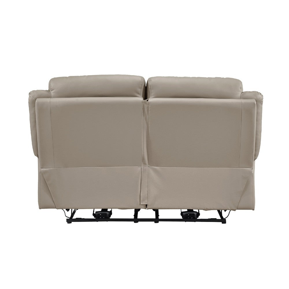 Conia Power Double Recliner Loveseat | USB | Latte Beige Leather 63’’ BM338573