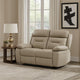 Conia Power Double Recliner Loveseat | USB | Latte Beige Leather 63"