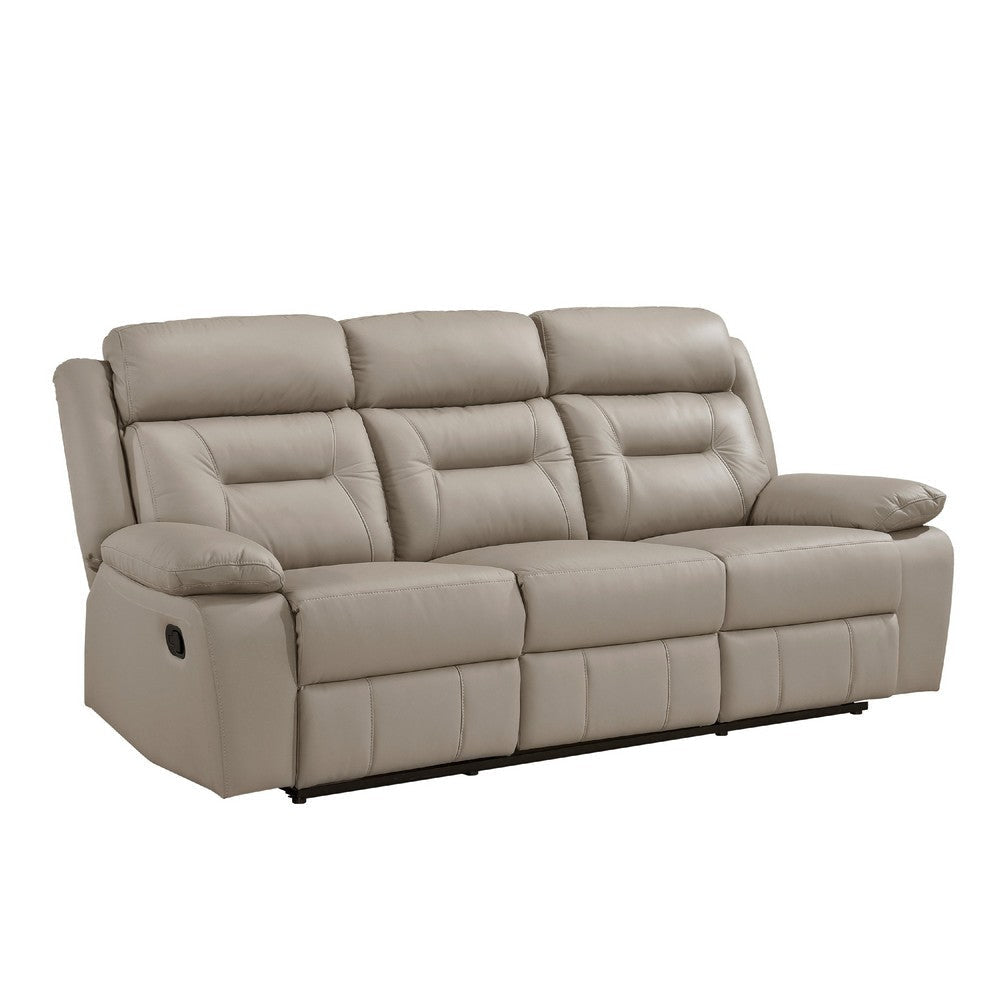 Conia Manual Double Reclining Sofa | Latte Beige Leather | 87’’ BM338574