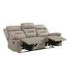 Conia Manual Double Reclining Sofa | Latte Beige Leather | 87’’ BM338574