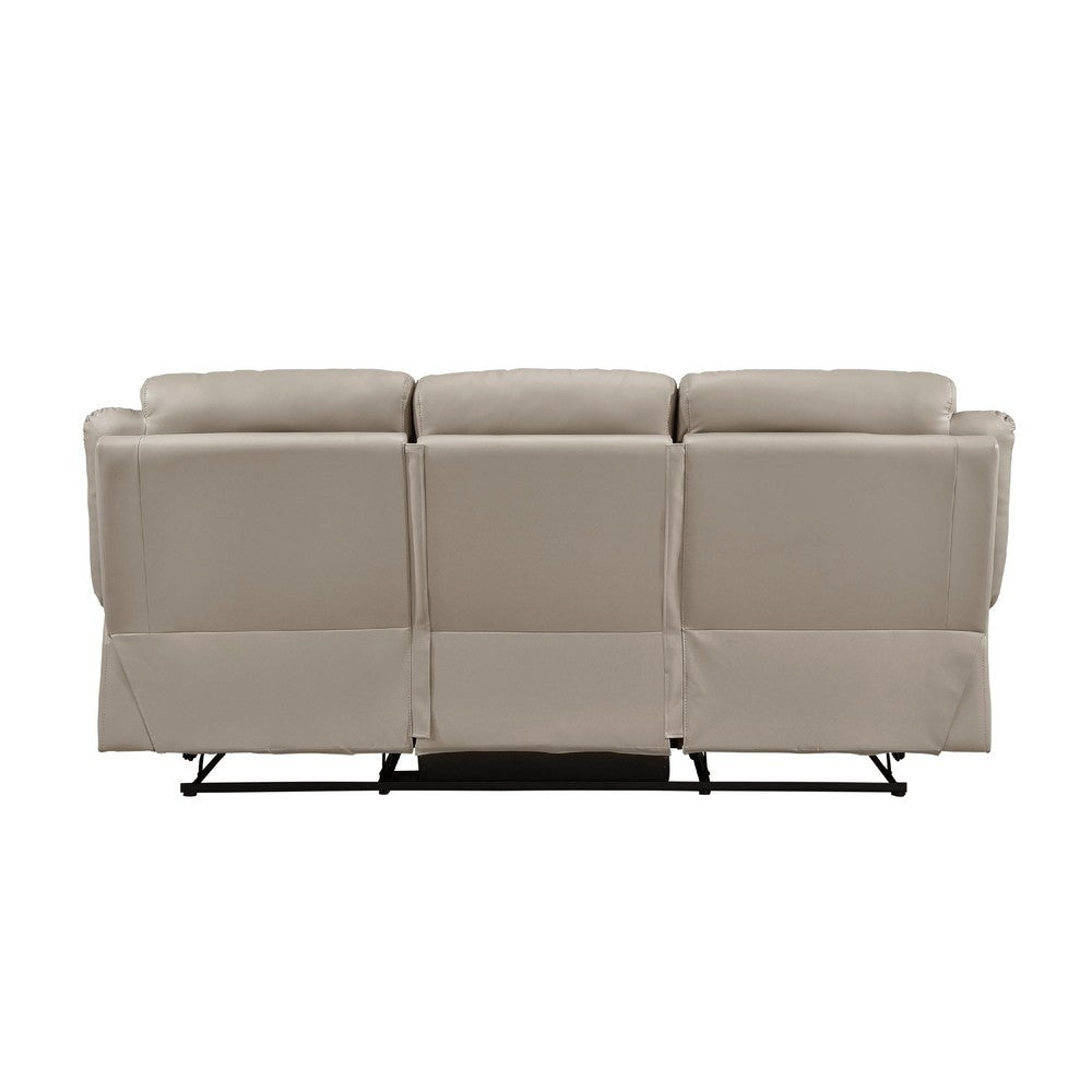 Conia Manual Double Reclining Sofa | Latte Beige Leather | 87’’ BM338574