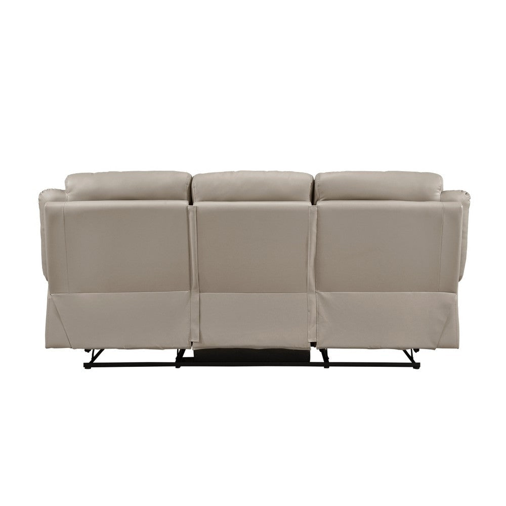 Conia Manual Double Reclining Sofa | Latte Beige Leather | 87’’ BM338574