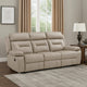Conia Manual Double Reclining Sofa | Latte Beige Leather | 87"