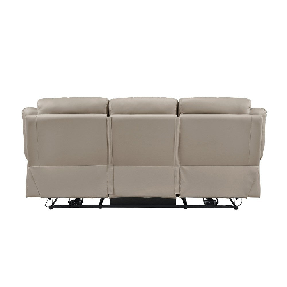 Conia Power Double Reclining Sofa | Latte Beige Leather | USB | 87’’ BM338575