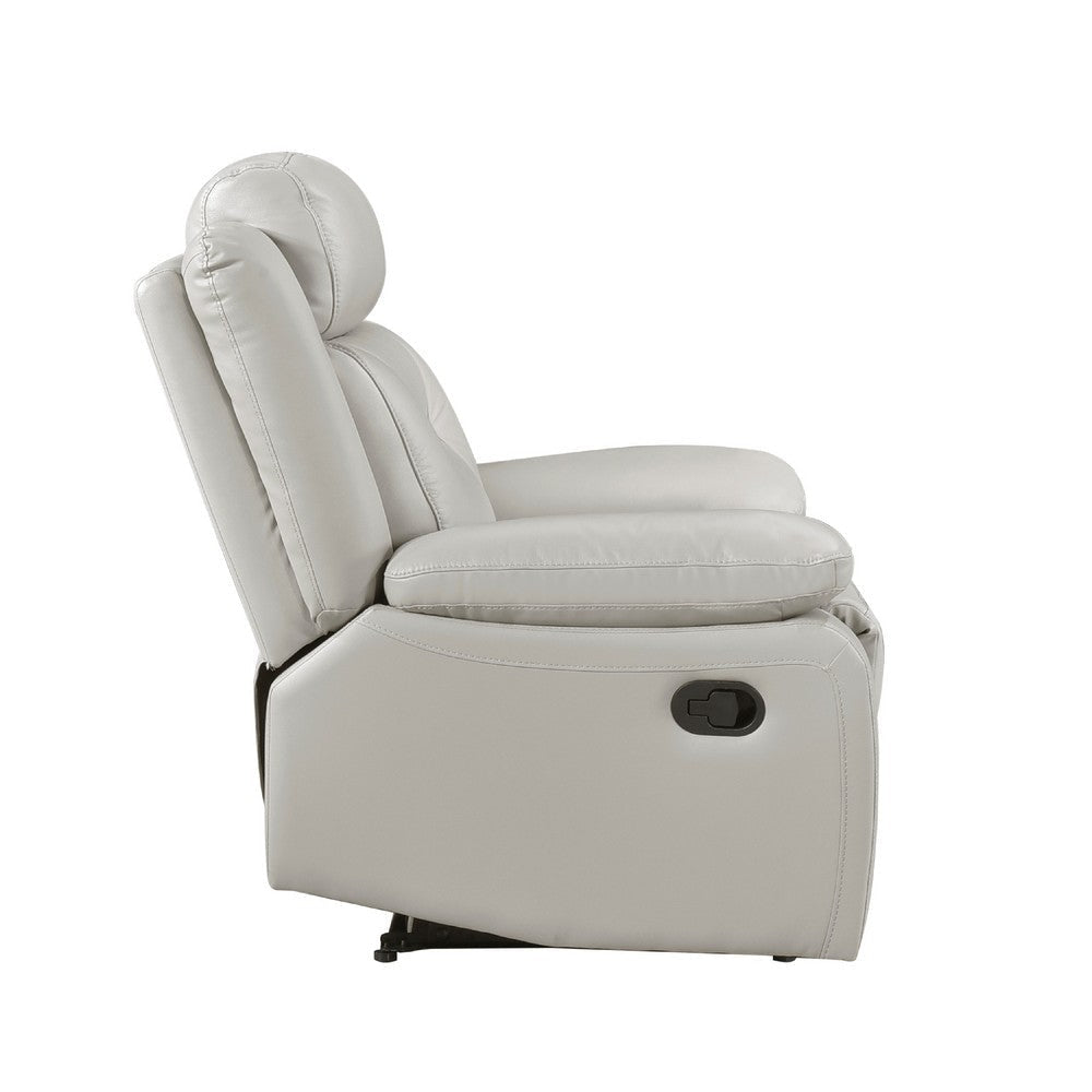 Conia Manual Reclining Chair | Light Gray Silver Leather BM338576